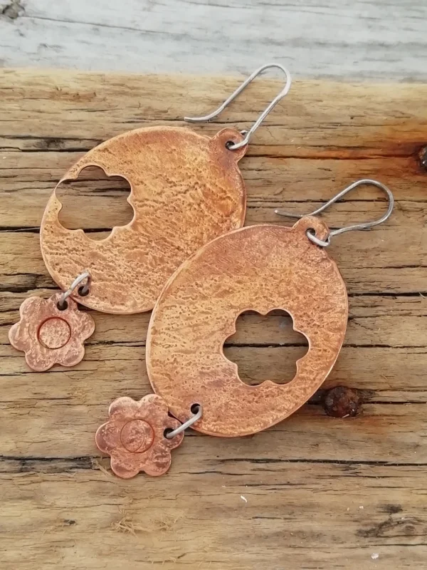 Custom Copper Flower Earrings