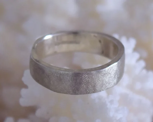 Handmade textured silver or gold wedding ring