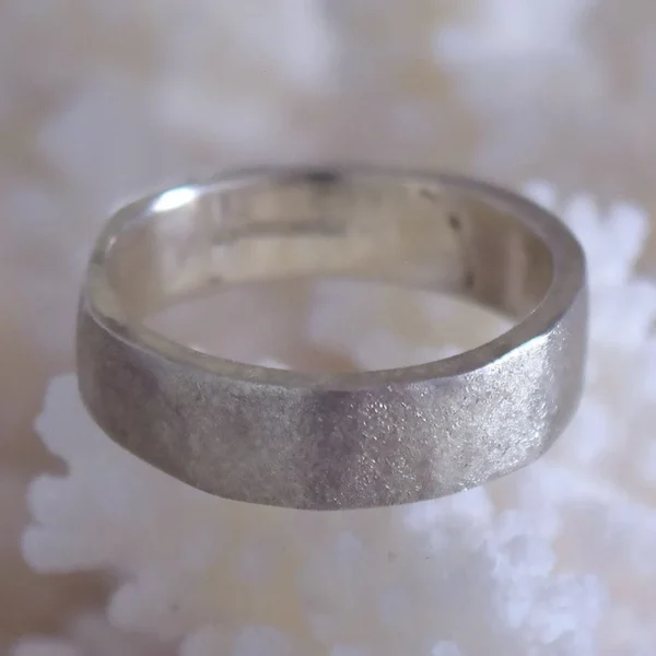 Handmade textured silver or gold wedding ring