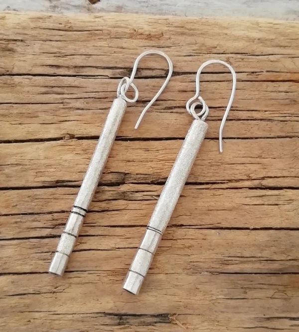 Solid Silver Cylindrical Earrings