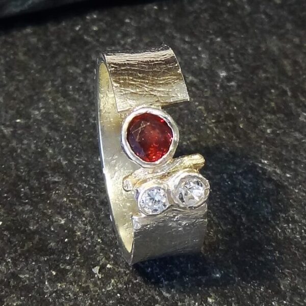 Ruby and Diamond Silver Ring