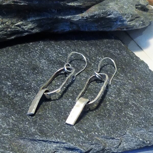 Silver Textured Drop Earrings 